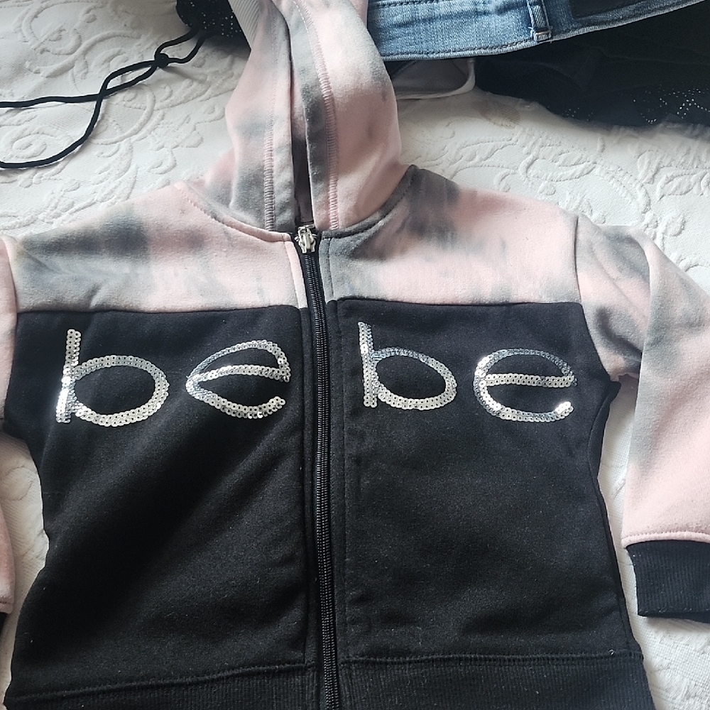 Bebe Kids Tie-Dye Black and Pink Hoodie